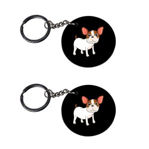 | pug dog keychain | keychain for bike customized keychain with photo Printed Wooden Keychain| Circle Shape Set of 2 keyrings
