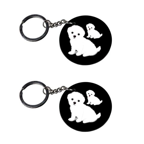 Crafty Worth | pug dog keychain | v keychain for girls customized keychain with photo Printed Wooden Keychain| Circle Shape Set of 2 keyrings 2×2 inch