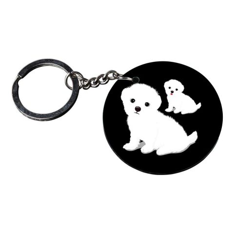 Crafty Worth | pug dog keychain | v keychain for girls customized keychain with photo Printed Wooden Keychain| Circle Shape Set of 2 keyrings 2×2 inch - alternate view