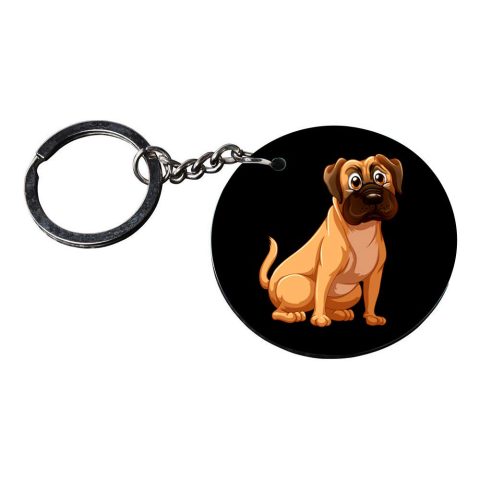 Custom Puppy Portrait Round Keychain - alternate view