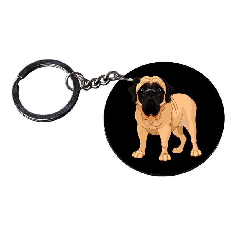 English Mastiff Round Metal Keychain