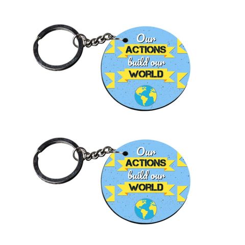 Crafty Worth | quotes keychain for bike | keychain for zest customized keychain with photo Printed Wooden Keychain| Circle Shape Set of 2 keyrings 2×2 inch