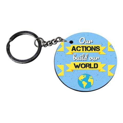 Crafty Worth | quotes keychain for bike | keychain for zest customized keychain with photo Printed Wooden Keychain| Circle Shape Set of 2 keyrings 2×2 inch - alternate view
