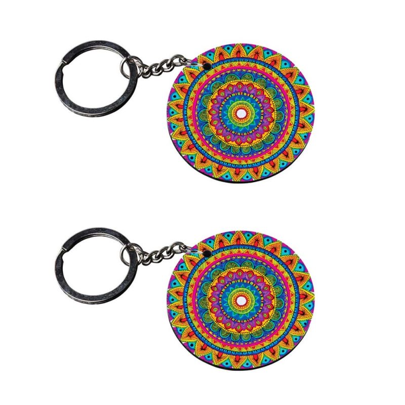 Vibrant Mandala Round Printed Keychain