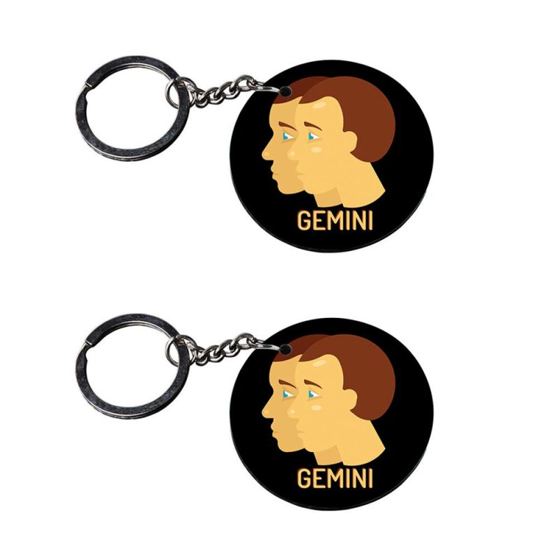 Gemini Zodiac Round Keychain