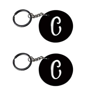 | Alphabet C keychain | keychain drive safe customized keychain with photo Printed Wooden Keychain| Circle Shape Set of 2 key
