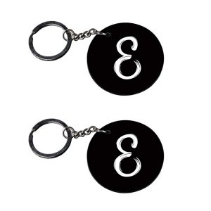| Alphabet E keychain | keychain doll customized keychain with photo Printed Wooden Keychain| Circle Shape Set of 2 keyrings 