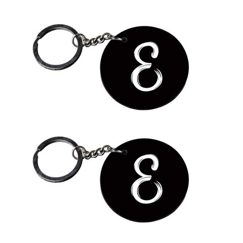 Crafty Worth | Alphabet E keychain | keychain doll customized keychain with photo Printed Wooden Keychain| Circle Shape Set of 2 keyrings 2×2 inch