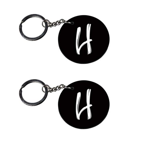Crafty Worth | Alphabet H keychain | d keychain for girls customized keychain with photo Printed Wooden Keychain| Circle Shape Set of 2 keyrings 2×2 inch