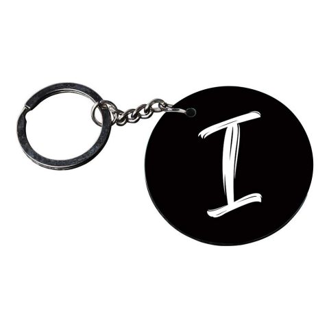 Crafty Worth | Alphabet I keychain | d keychain images customized keychain with photo Printed Wooden Keychain| Circle Shape Set of 2 keyrings 2×2 inch - alternate view