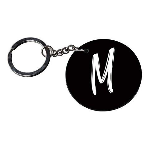 Crafty Worth | Alphabet M keychain | keychain elephant customized keychain with photo Printed Wooden Keychain| Circle Shape Set of 2 keyrings 2×2 inch - alternate view