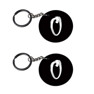| Alphabet O keychain | e keychain customized keychain with photo Printed Wooden Keychain| Circle Shape Set of 2 keyrings 2x2