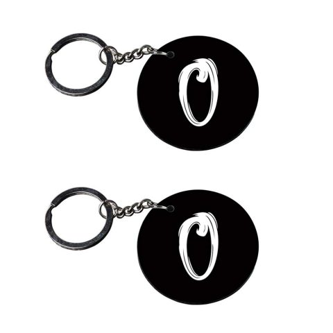 Crafty Worth | Alphabet O keychain | e keychain customized keychain with photo Printed Wooden Keychain| Circle Shape Set of 2 keyrings 2×2 inch
