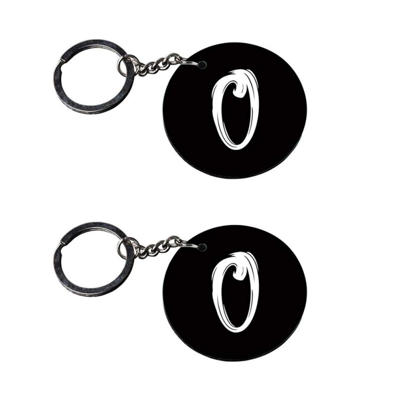Round Black Alphabet O Keychain Set