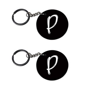 | Alphabet P keychain | keychain for boyfriend customized keychain with photo Printed Wooden Keychain| Circle Shape Set of 2 