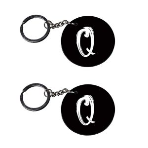 Crafty Worth Alphabet Q photo keychain set of 2
