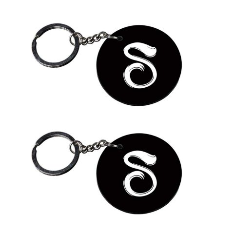 Crafty Worth | Alphabet S keychain | keychain game of thrones customized keychain with photo Printed Wooden Keychain| Circle Shape Set of 2 keyrings 2×2 inch