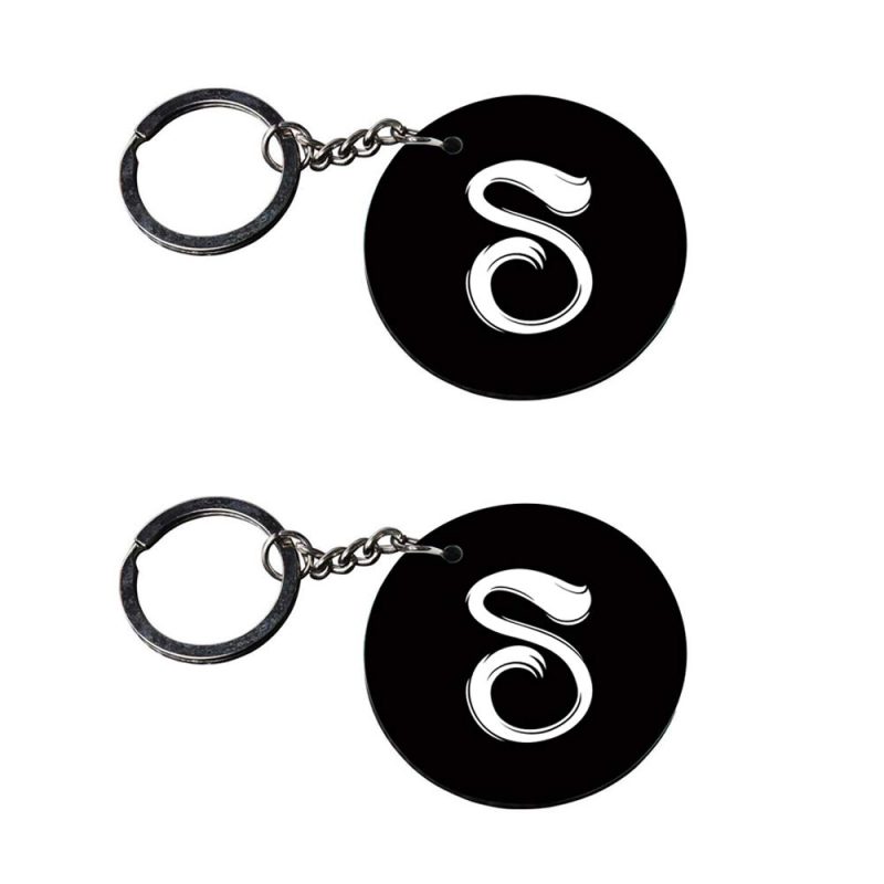 Round Letter S Initial Keychain