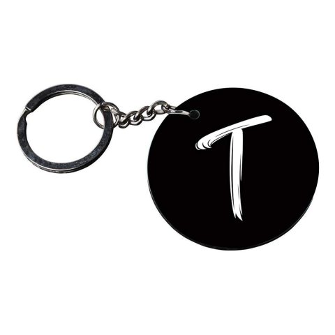 Crafty Worth | Alphabet T keychain | keychain god customized keychain with photo Printed Wooden Keychain| Circle Shape Set of 2 keyrings 2×2 inch - alternate view