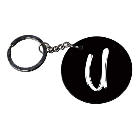 Crafty Worth | Alphabet U keychain | keychain gadgets for men customized keychain with photo Printed Wooden Keychain| Circle Shape Set of 2 keyrings 2×2 inch - alternate view