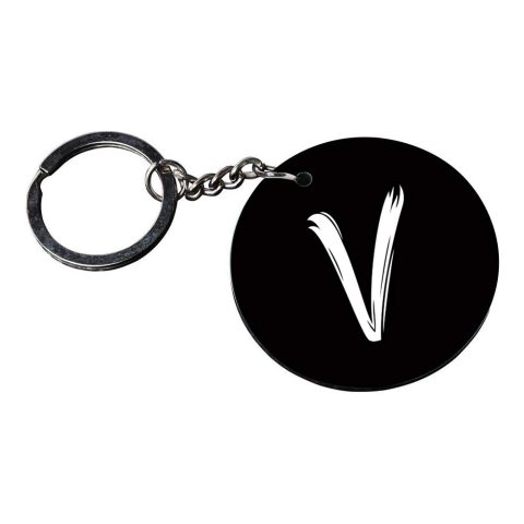 Crafty Worth | Alphabet V keychain | keychain gun customized keychain with photo Printed Wooden Keychain| Circle Shape Set of 2 keyrings 2×2 inch - alternate view