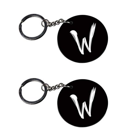 Crafty Worth | Alphabet W keychain | g keychain customized keychain with photo Printed Wooden Keychain| Circle Shape Set of 2 keyrings 2×2 inch