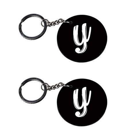 Crafty Worth | Alphabet Y keychain | keychain holder for home decor customized keychain with photo Printed Wooden Keychain| Circle Shape Set of 2 keyrings 2×2 inch