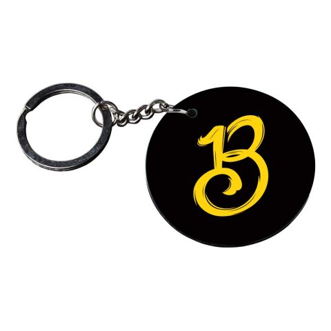 Crafty Worth | Alphabet B keychain | h keychain heart customized keychain with photo Printed Wooden Keychain| Circle Shape Set of 2 keyrings 2×2 inch - alternate view