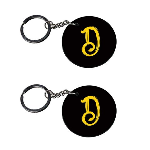 Crafty Worth | Alphabet D keychain | h keychain for girls customized keychain with photo Printed Wooden Keychain| Circle Shape Set of 2 keyrings 2×2 inch