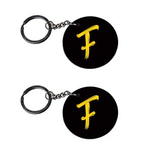 | Alphabet F keychain | h keychain stylish customized keychain with photo Printed Wooden Keychain| Circle Shape Set of 2 keyr