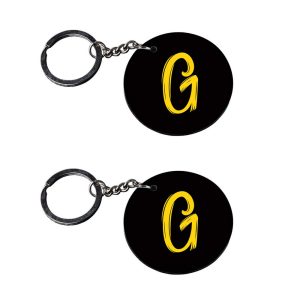 | Alphabet G keychain | keychain iron man customized keychain with photo Printed Wooden Keychain| Circle Shape Set of 2 keyri