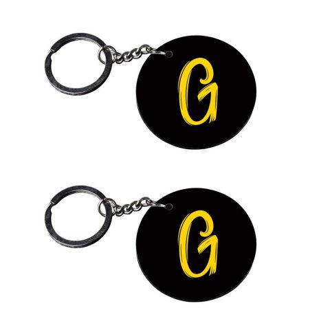 Crafty Worth | Alphabet G keychain | keychain iron man customized keychain with photo Printed Wooden Keychain| Circle Shape Set of 2 keyrings 2×2 inch