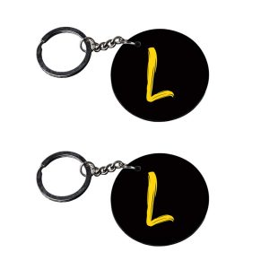 CraftyWorth | Alphabet L keychain | i keychain customized keychain with photo Printed Wooden Keychain| Circle Shape Set of 2 keyrings 2x2 inch