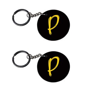 | Alphabet P keychain | keychain jaguar customized keychain with photo Printed Wooden Keychain| Circle Shape Set of 2 keyring