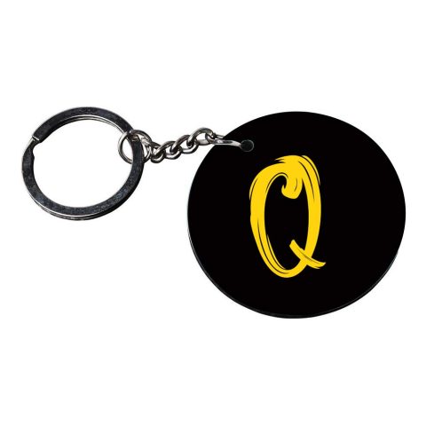 Crafty Worth | Alphabet Q keychain | keychain customized keychain with photo Printed Wooden Keychain| Circle Shape Set of 2 keyrings 2×2 inch - alternate view