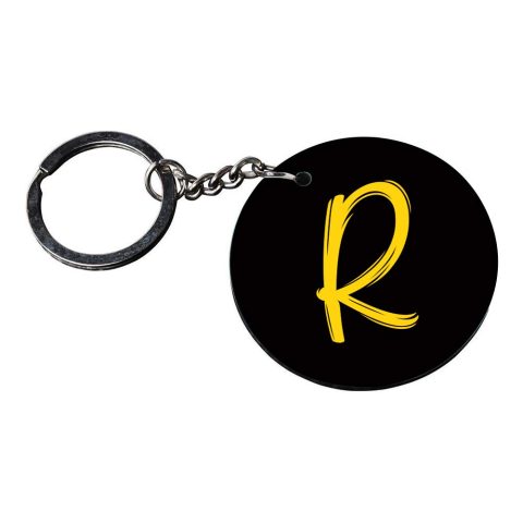 Crafty Worth | Alphabet R keychain | j keychain customized keychain with photo Printed Wooden Keychain| Circle Shape Set of 2 keyrings 2×2 inch - alternate view