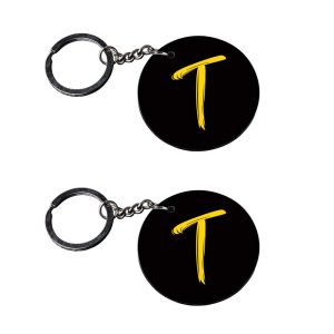 | Alphabet T keychain | j keychain for boys customized keychain with photo Printed Wooden Keychain| Circle Shape Set of 2 key