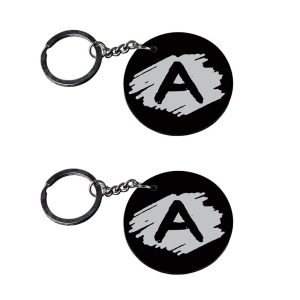 | Alphabet A keychain | keychain krishna customized keychain with photo Printed Wooden Keychain| Circle Shape Set of 2 keyrin