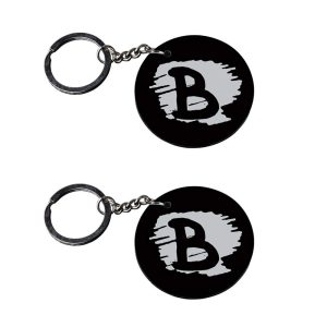 | Alphabet B keychain | k keychain customized keychain with photo Printed Wooden Keychain| Circle Shape Set of 2 keyrings 2x2