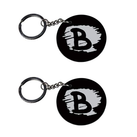 Crafty Worth | Alphabet B keychain | k keychain customized keychain with photo Printed Wooden Keychain| Circle Shape Set of 2 keyrings 2×2 inch - alternate view