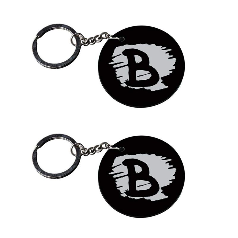 Round Black Letter B Keychain