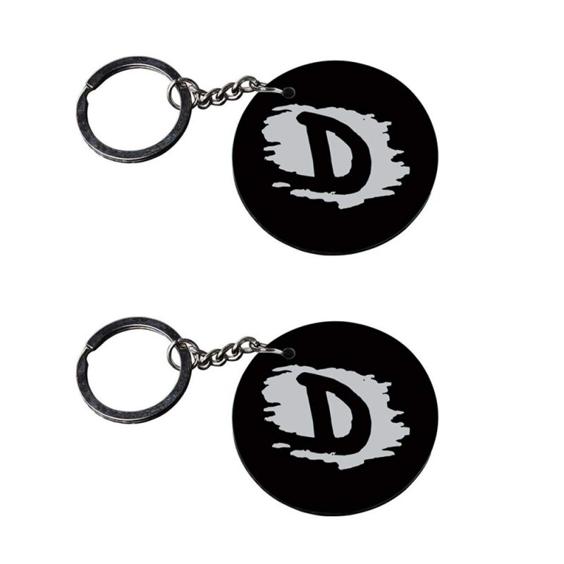 Round Letter D Acrylic Keychain Pair