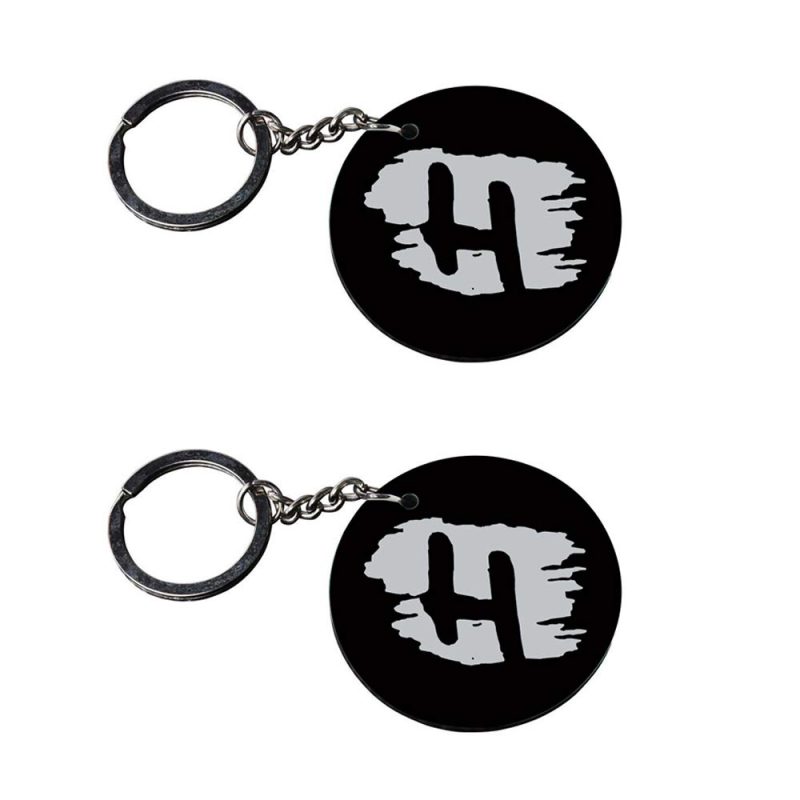 Round Black Letter H Keychain