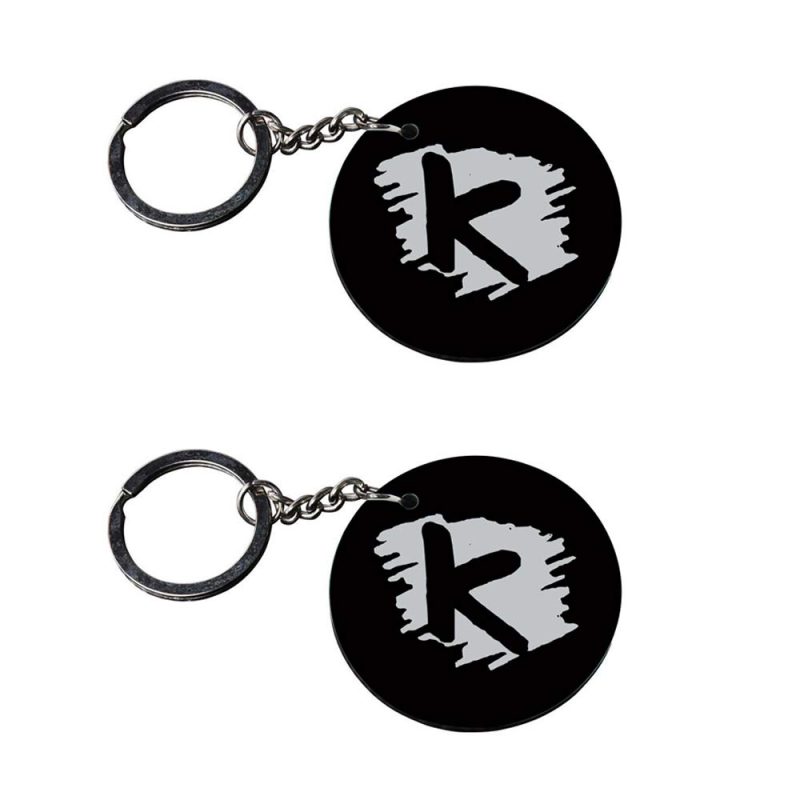 Round Black Letter K Keychain