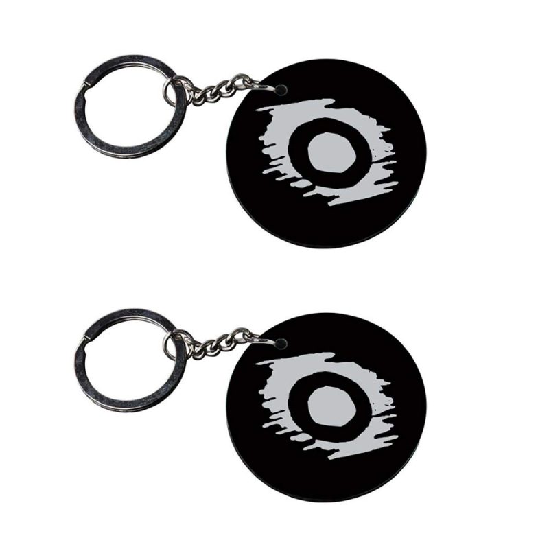 Round Letter O Black Keychain Pair