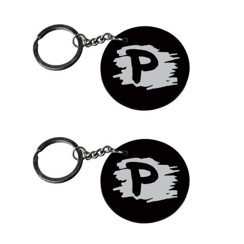 Crafty Worth | Alphabet P keychain | keychain metal customized keychain with photo Printed Wooden Keychain| Circle Shape Set of 2 keyrings 2×2 inch - alternate view