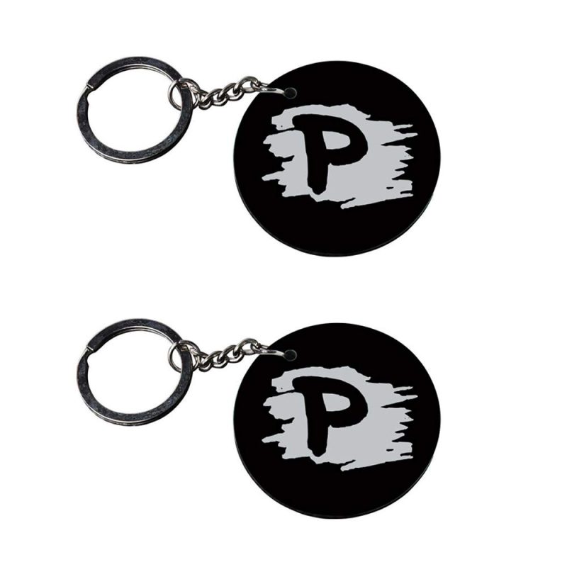 Alphabet P Round Metal Keychain