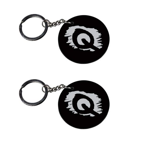 Crafty Worth | Alphabet Q keychain | keychain men customized keychain with photo Printed Wooden Keychain| Circle Shape Set of 2 keyrings 2×2 inch