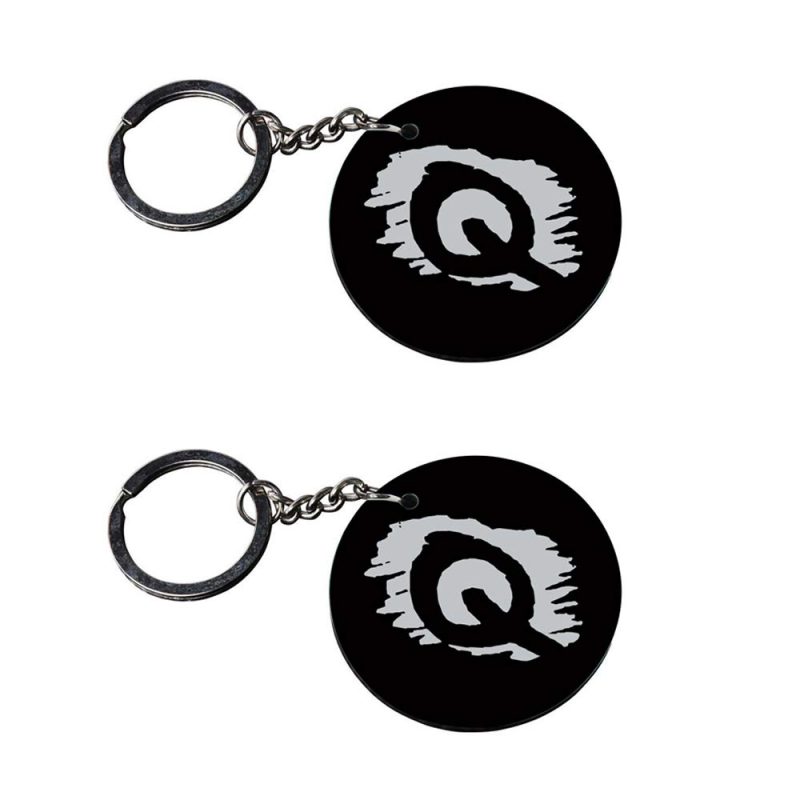 Round Letter Q Initial Keychain