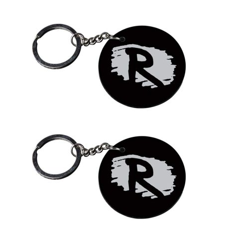 Crafty Worth | Alphabet R keychain | m keychain customized keychain with photo Printed Wooden Keychain| Circle Shape Set of 2 keyrings 2×2 inch